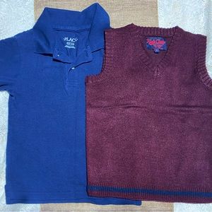 Boys (6/7) Dress Formal Uniform Polo T-Shirt and Vest Bundle-Children’s Place